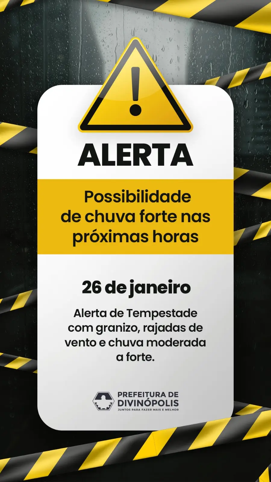 DEFESA CIVIL ALERTA PARA TEMPESTADES SEVERAS EM MINAS GERAIS