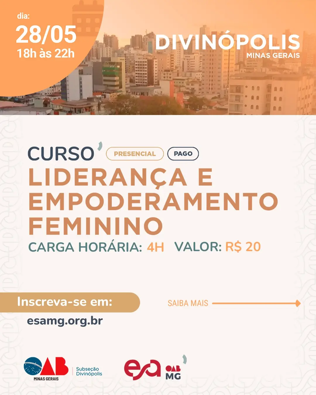 OAB Divinópolis promove curso “Liderança e Empoderamento Feminino”