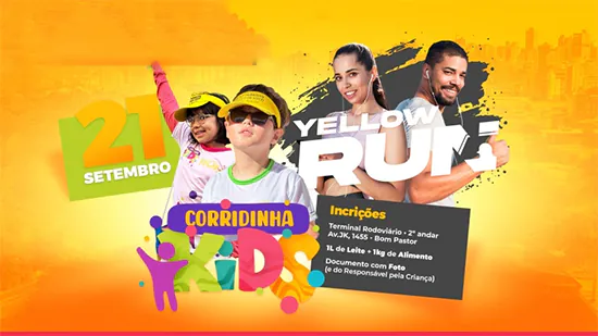 Corrida Yellow Run e Corridinha Kids ainda com inscrições abertas
