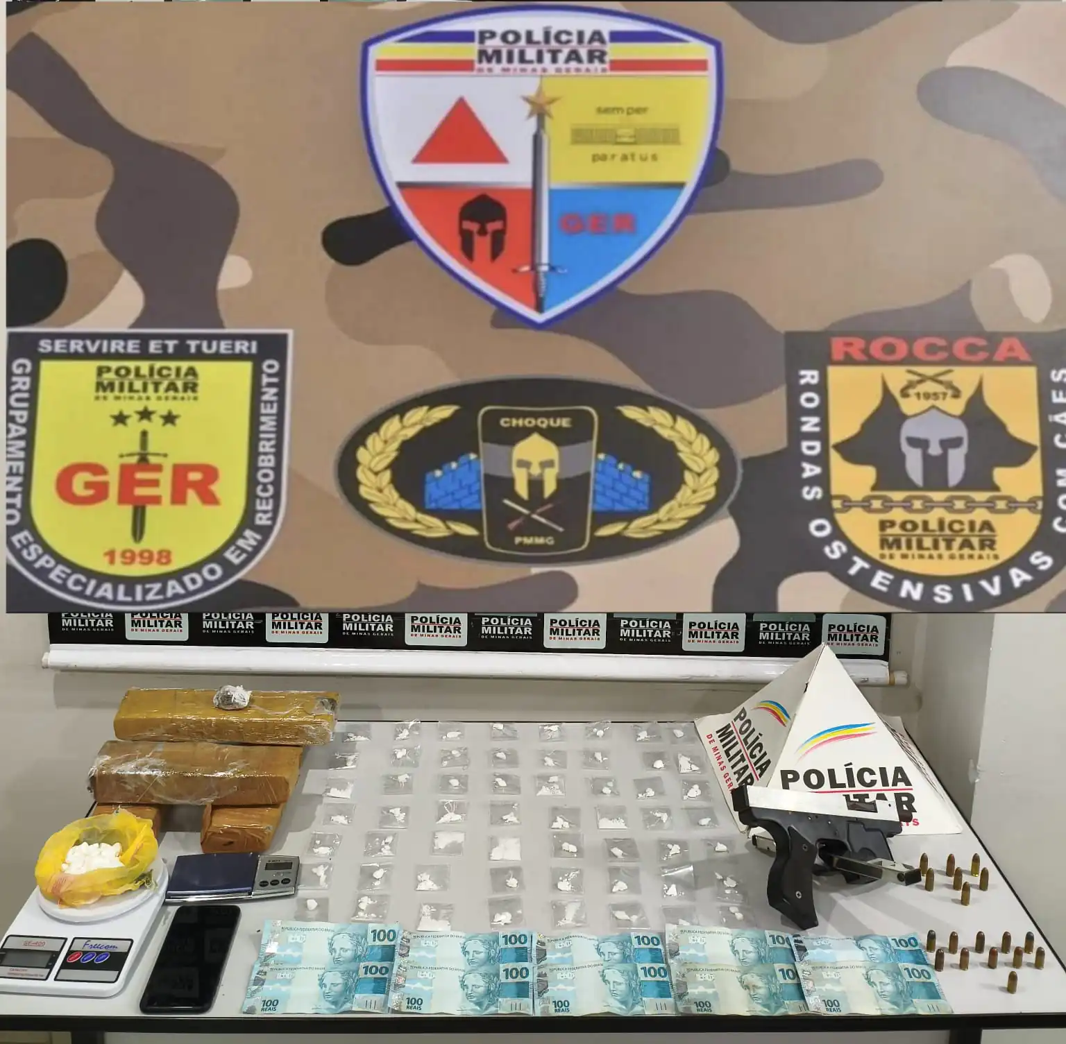 PM prende trio e apreende submetralhadora e grande quantidade de drogas em Nova Serrana